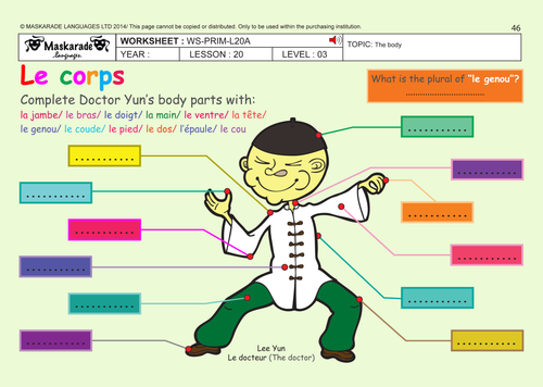 FRENCH (UNIT 4: HEALTH & BODY/ SEASONS): Y5 - Y6: Describing someone's body/ Who am I?