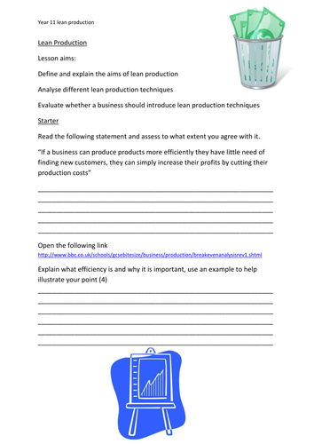Efficiency and lean production year 11 (+12) (Lean, Cell, JIT, Kaizen)