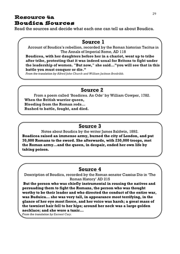 Boudica Historical Sources Activity 