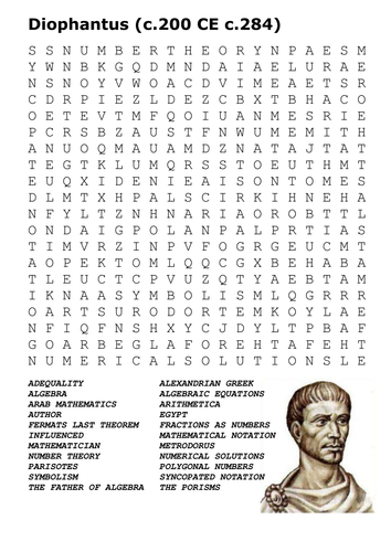 Euclid and Diophantus Word Searches