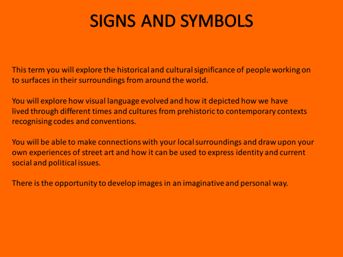 Signs & Symbols Scheme of Work
