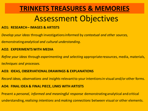 GCSE Trinkets Treasures & Memories Scheme of Work