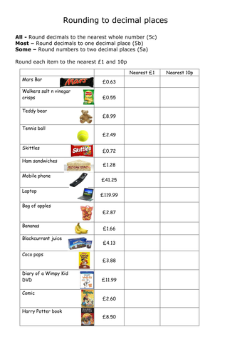 Rounding To The Nearest Whole And 1 Decimal Place Teaching Resources