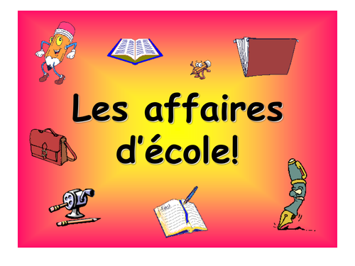 French Teaching Resources. PowerPoint & Battleships: School Bag Items