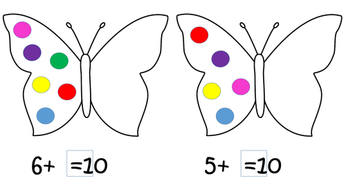 Butterfly Missing Number Addition Cards to encourage Counting On using Number Bonds to 10