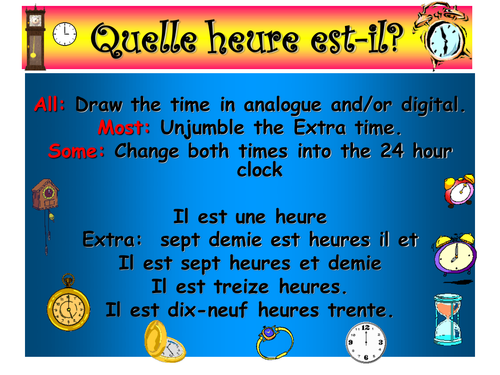 French Teaching Resources. PowerPoint Warmer/ Starter Activity: The time
