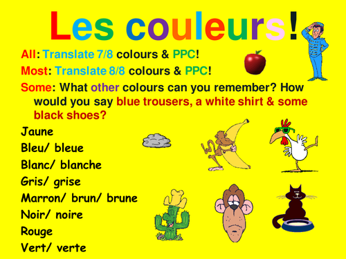French Teaching Resources: PowerPoint Presentation: Colours
