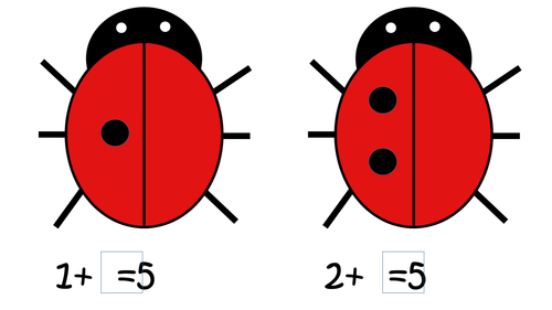Ladybird Missing Number Addition Cards to encourage Counting On using Number Bonds to 5 