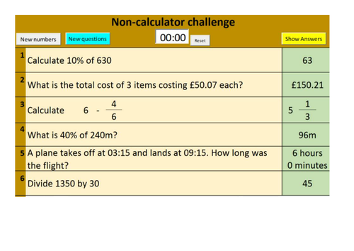 OLD SPEC Randomised GCSE Foundation and Higher Number starter questions