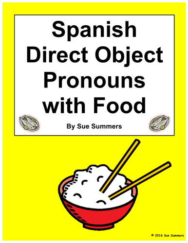 Spanish Direct Object Pronouns Sentences and Food Worksheet 