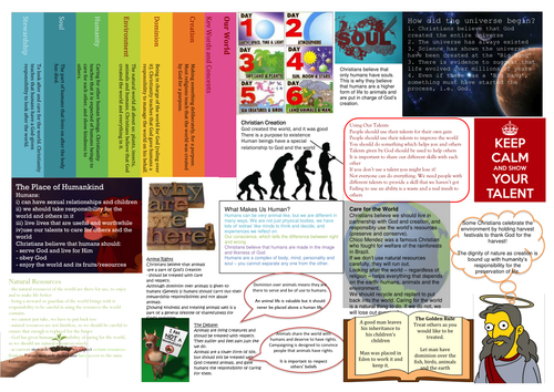 WJEC Religion and Life Issues Our World Revision Sheet