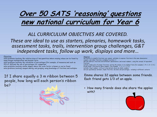over 50 SATS revision 'reasoning' maths problems new curriculum