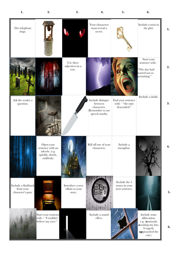 Creative Writing: Horror Story Grid 