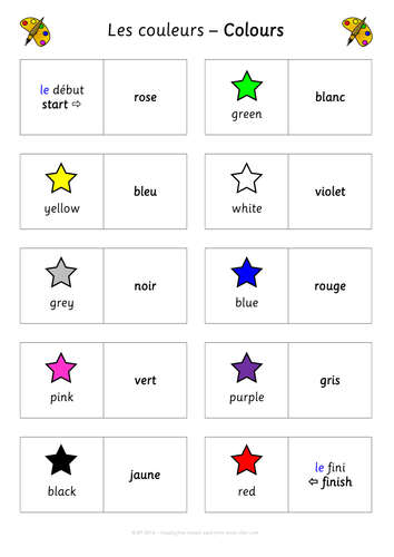 2 FUN Activities - Les Couleurs (colours)  - Cut out & match OR dominoes game French MFL KS2/KS3