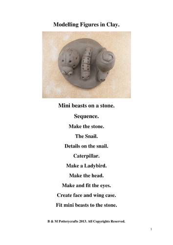 Mini beasts on a stone. Clay modelling.