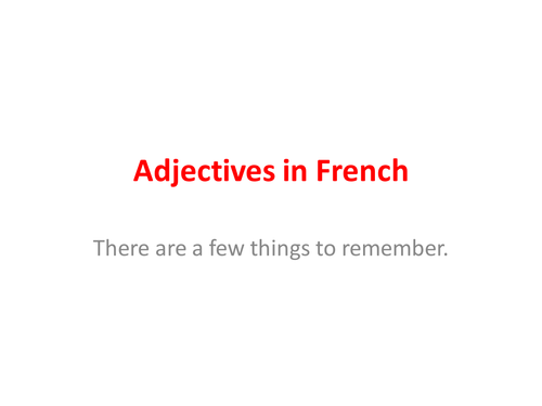 Adjectives in French