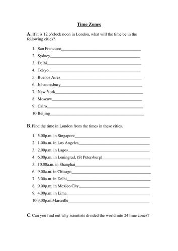 Worksheets Time Zone Worksheets common worksheets time zone grade 6 preschool and counting number with