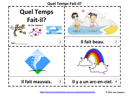 French Weather Version II - 2 Emergent Reader Booklets 