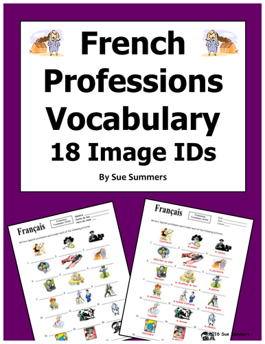 French Professions 18 Vocabulary Image IDs 
