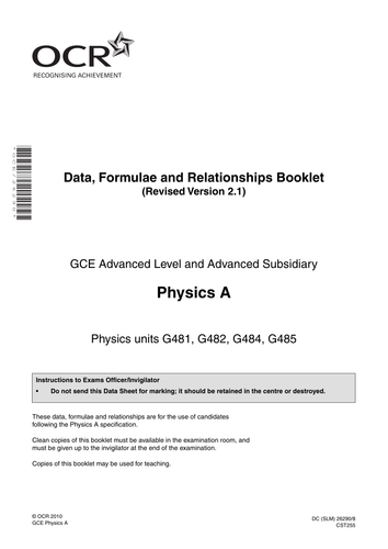 A Level - OCR AS New Specification Physics Resources - PPTs, Worksheets, Tests - Scheme of Work