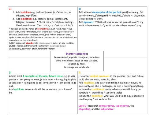 French Teaching Resources. Sentence Building, adding sophistication to writing.