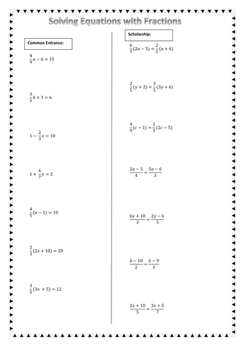 Solving Equations With Fractions By Chuiyl Teaching Resources Tes