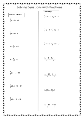 Worksheet Solving Equations With Fractions Worksheet solving equations with fractions by chuiyl teaching resources tes docx preview resource