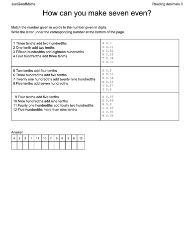 Place Value - A pack of decimal and fraction puzzles to decode