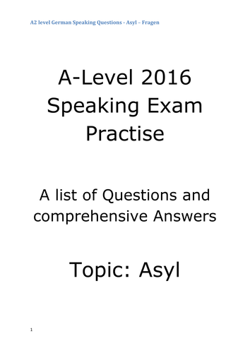 German A2 Speaking Test Questions and Answers - Topic: Asyl