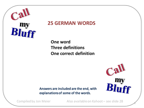 German 'Call My Bluff' Quiz