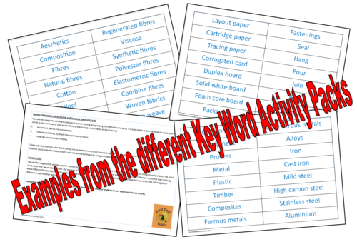 Textiles: Key Words Revision Activity Pack
