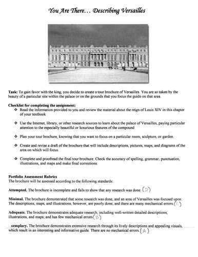 Age of Absolutism : Create a Brochure for Louis XIV's (the Sun King's