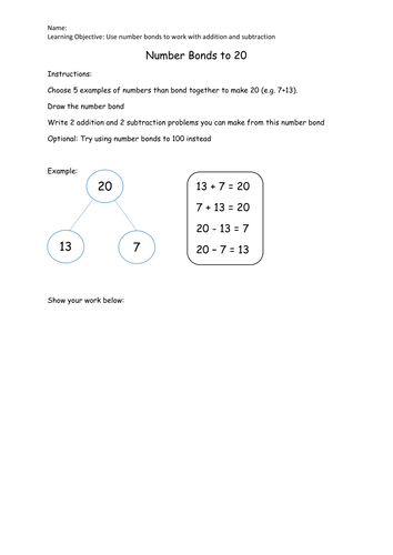 Number bonds to 20