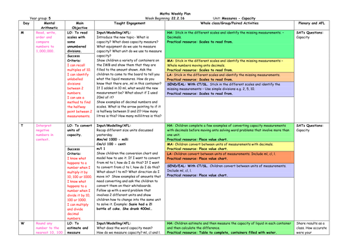 Weekly Capacity Plan and PPT - Year 5