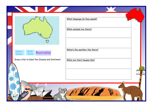 Year 1 Explorer sheets - 7 continents and oceans