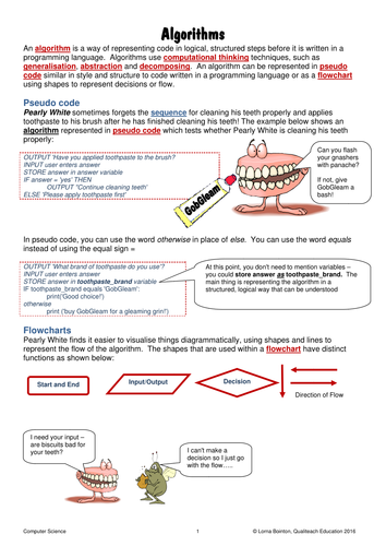 Algorithms Activity Worksheet