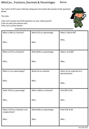 WhoCan...Fractions, Decimals & Percentages