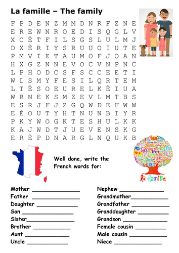 The Family French Word Search Teaching Resources