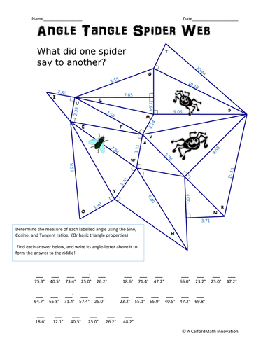 Angle Tangle Spiderweb - Solving for angles with SohCahToa