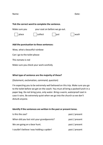 new 2016 year 2 sats style spag worksheets and activities sentence