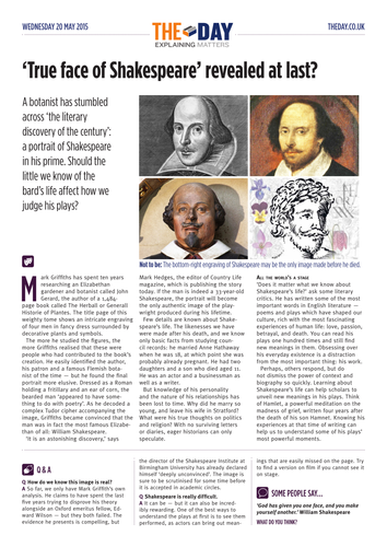 Exploring William Shakespeare's life through news in the wider world