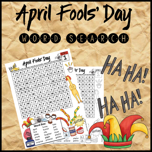 April Fools Day Word Search 2 Levels Teaching Resources