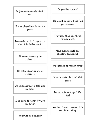 French Teaching Resources. PowerPoint & Matching Cards: The Present Tense for Regular -er Verbs.