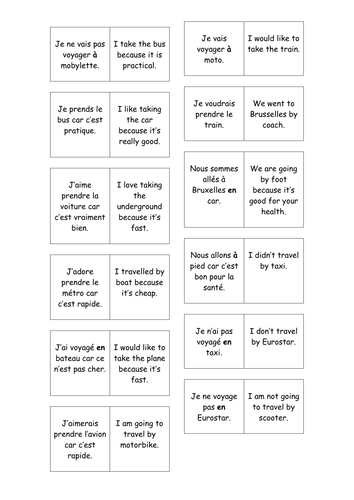 French Teaching Resources. PowerPoint & Dominoes: Transport/ transportation