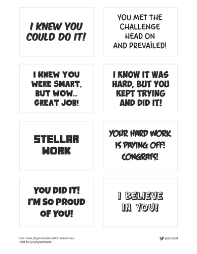 Student Encouragement Cards - Part 1  PDF Printables ★ by 