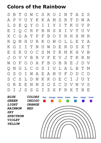 Colors of the Rainbow Word Search