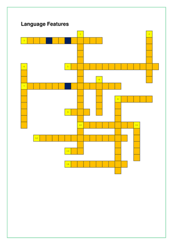 Language Features Crossword | Teaching Resources