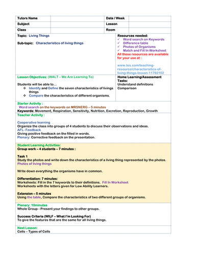 Characteristics of All Living Things Plants and Animals ...