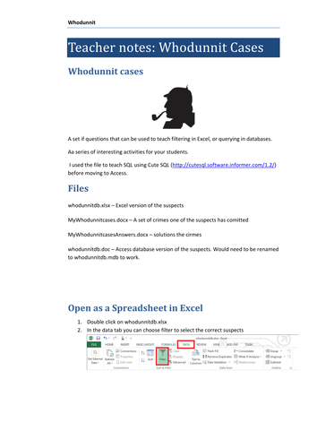 Database Queries and Excel filtering in KS3 Computing