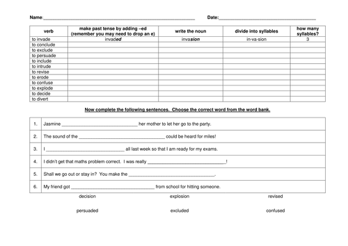 Spelling -sion words